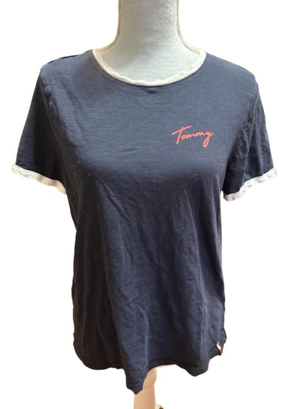 Tommy Hilfiger Denim Navy Baby Tee Size Large